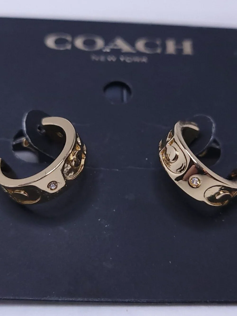 Gold Tone Cuff Coach Earrings - Picture 2 of 7